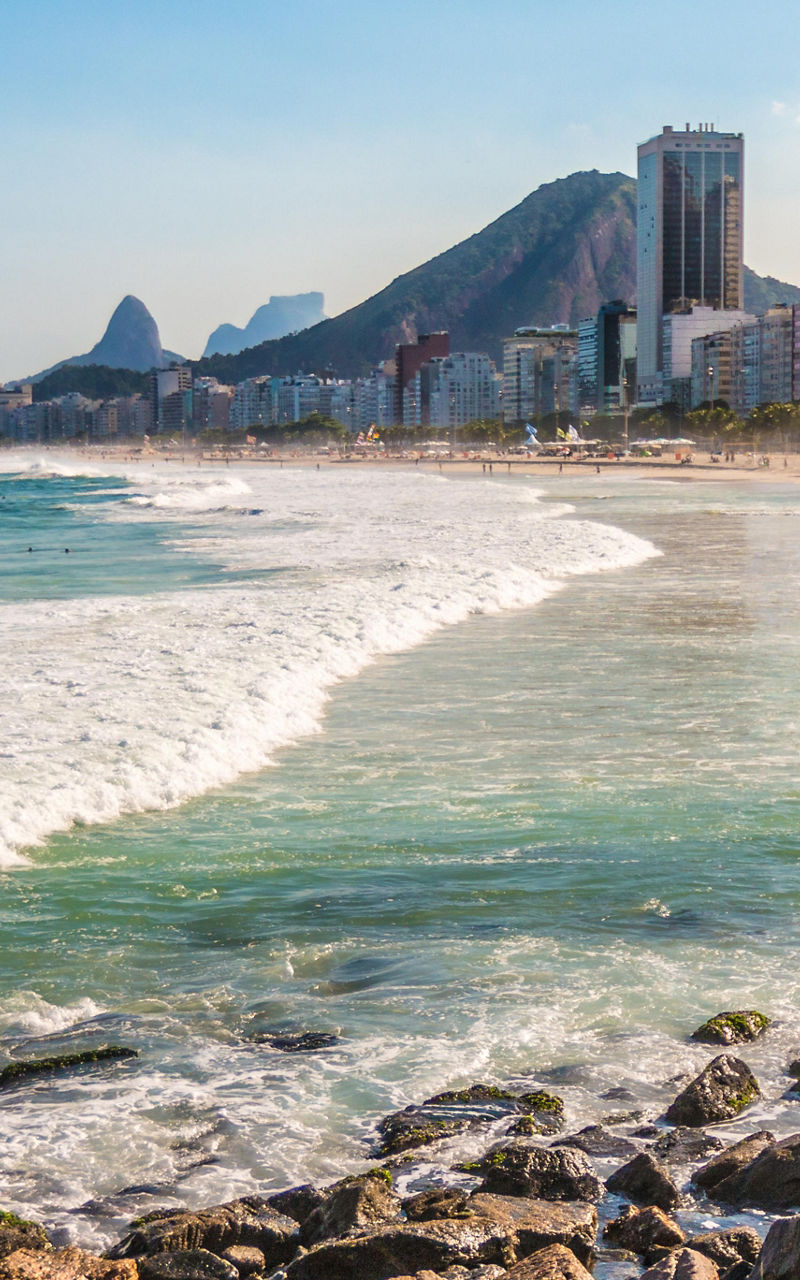 Scenic view of Copacabana beach and skyline