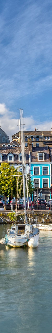 Scenic harbor with colorful buildings and boats