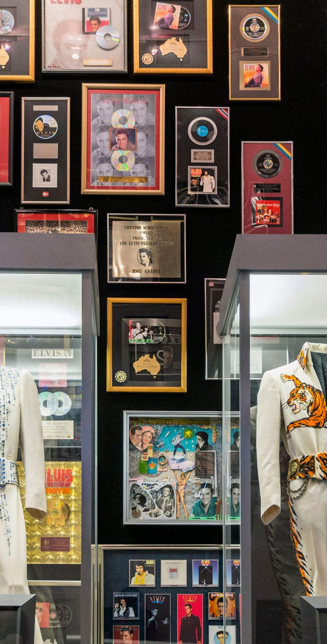 Elvis Presley memorabilia in museum display