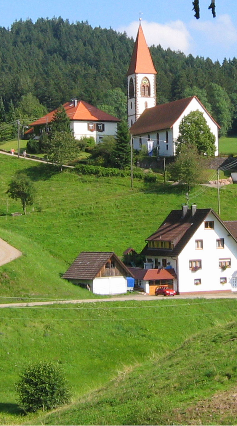 Scenic rural village with church spire