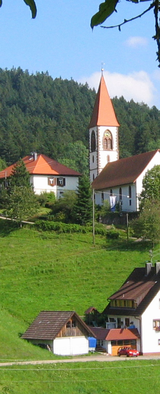 Scenic rural village with church spire
