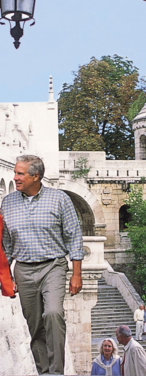 Couple exploring historic Fisherman's Bastion