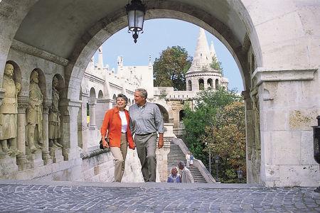 Couple exploring historic Fisherman's Bastion