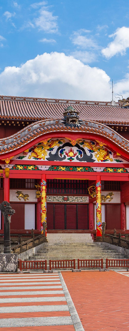 Shuri Castle in Okinawa under blue skies