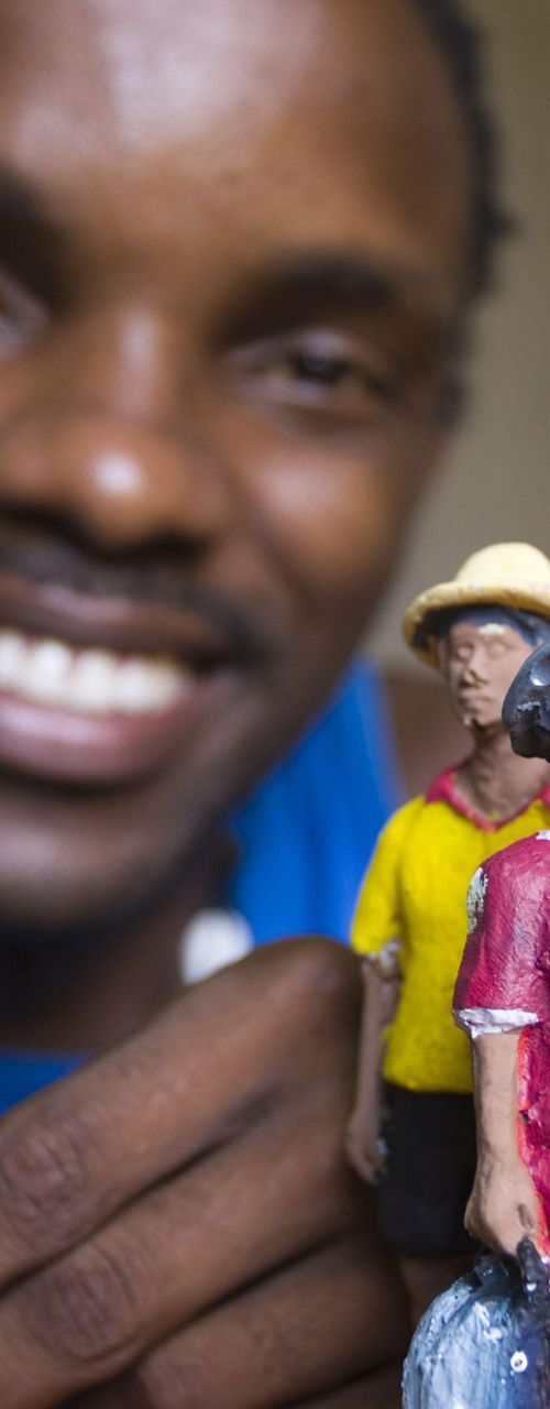 Handcrafted figurines with vibrant designs