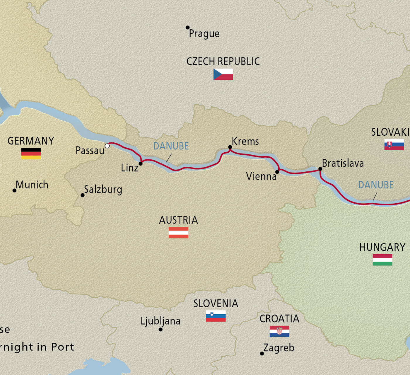 Map of Danube Christmas Delights itinerary