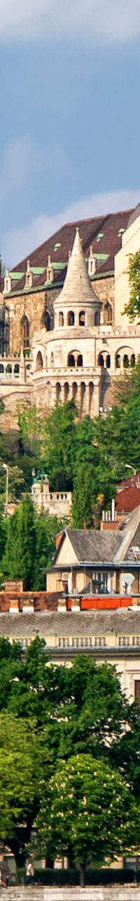 Historic Budapest skyline with river reflections