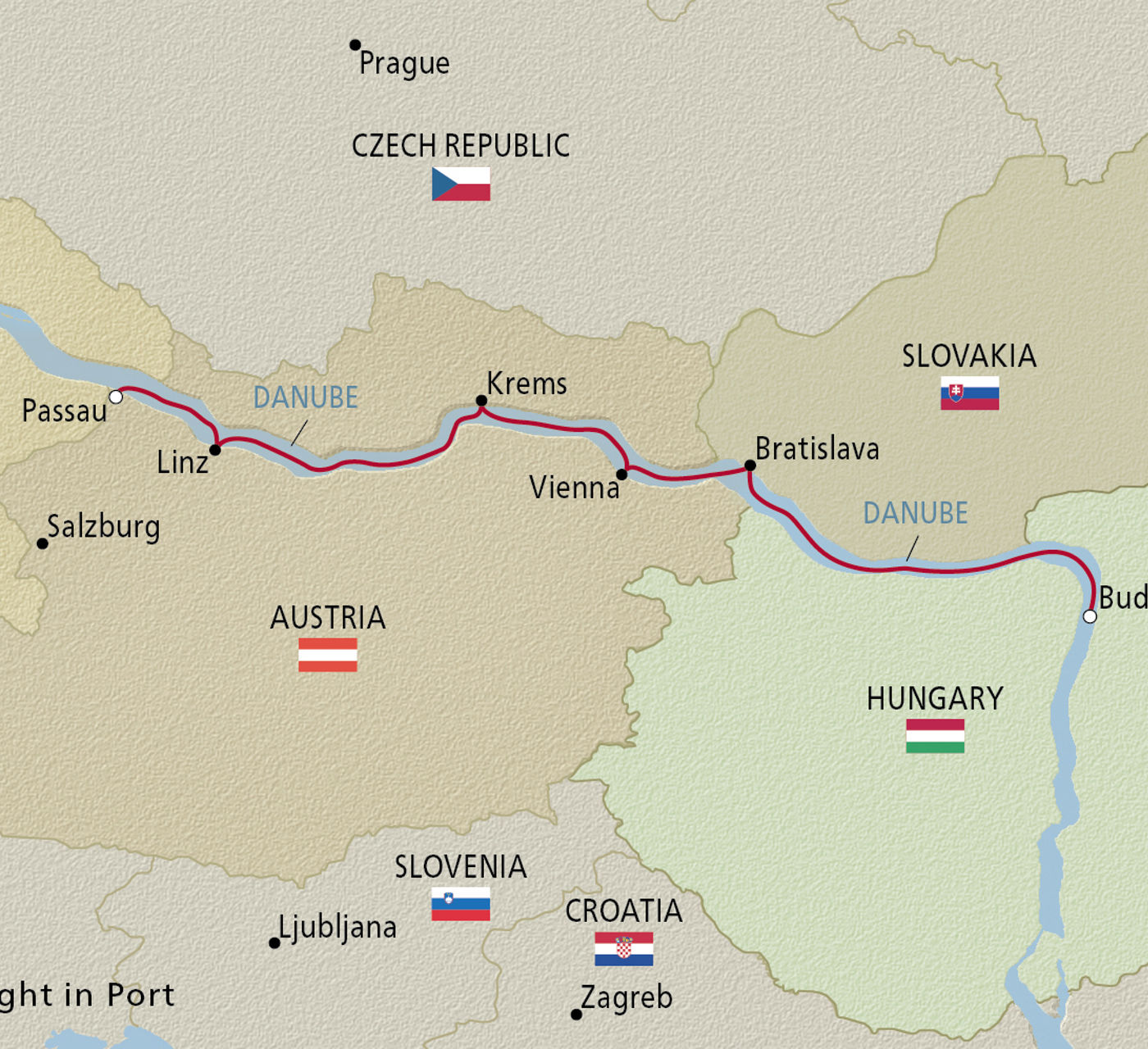 Map of Danube Waltz itinerary