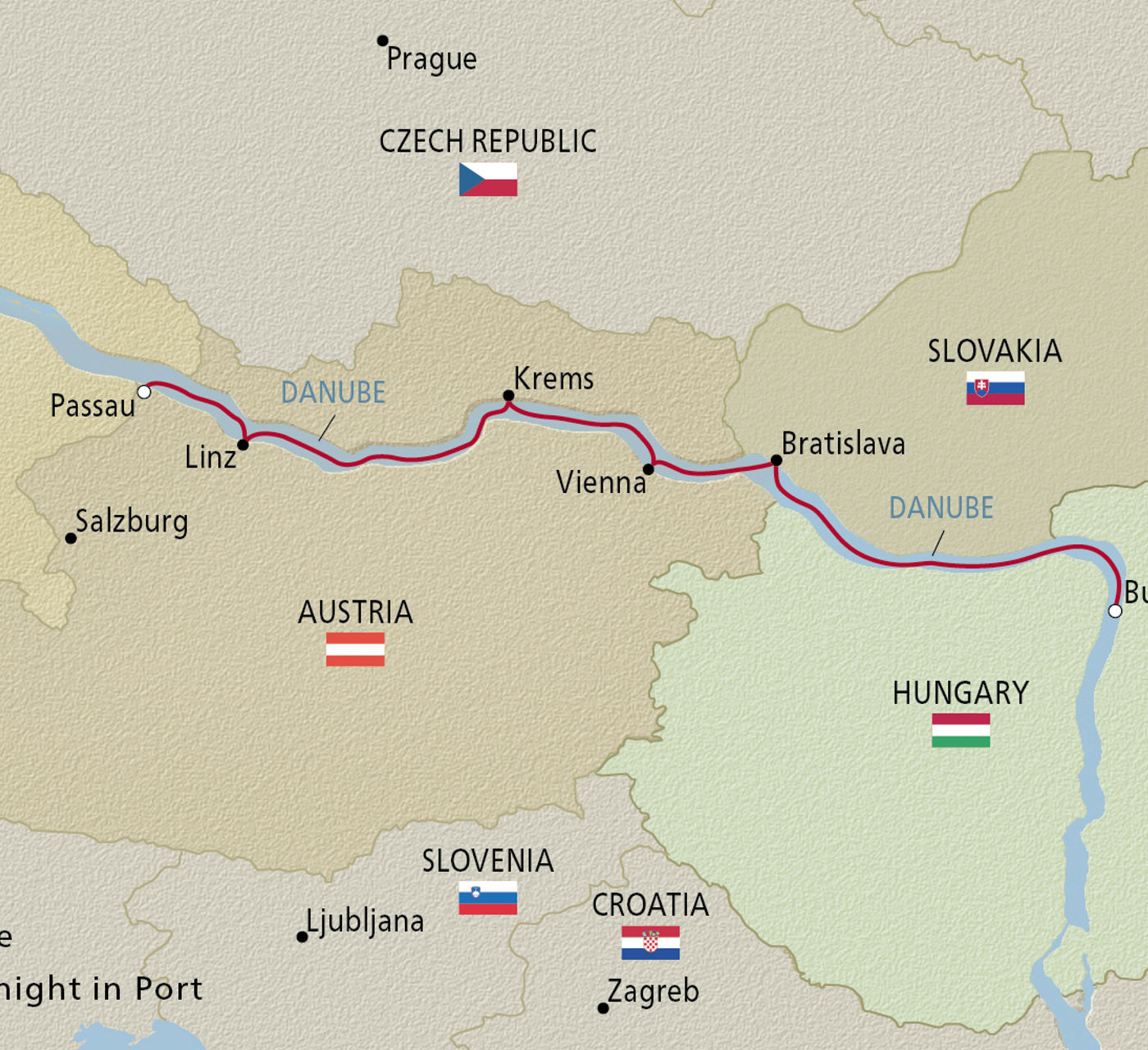 Map of Danube Waltz itinerary