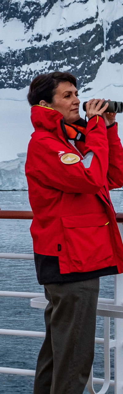 Tourists observing icy landscape on cruise