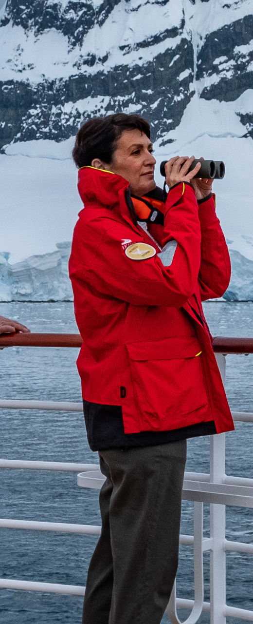 Tourists observing icy landscape on cruise