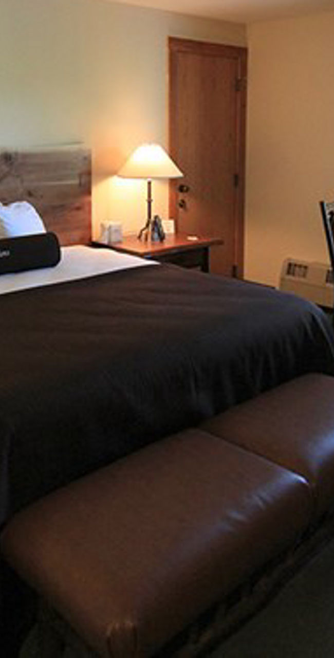 Cozy hotel room with warm lighting