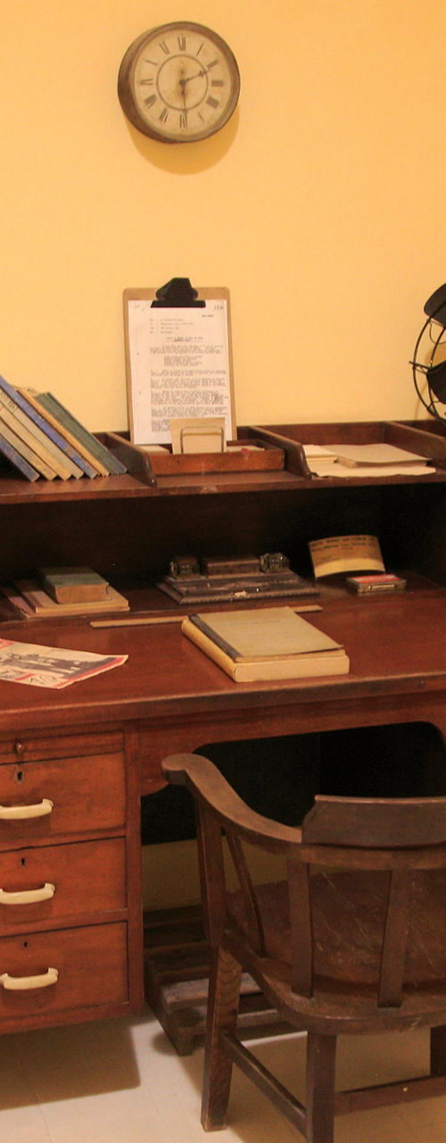Vintage office setup with desk and chair