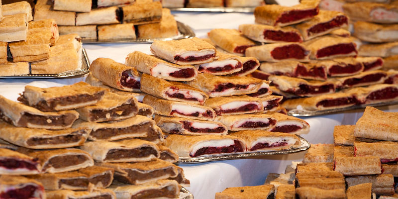 Assorted fruit-filled pastries on display