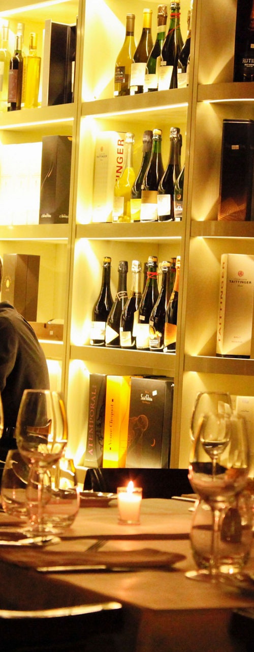 Upscale wine bar with dining tables