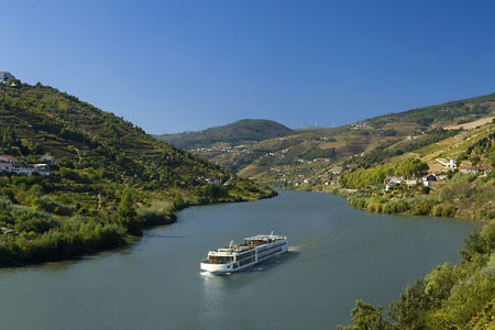 Scenic river cruise through lush valley