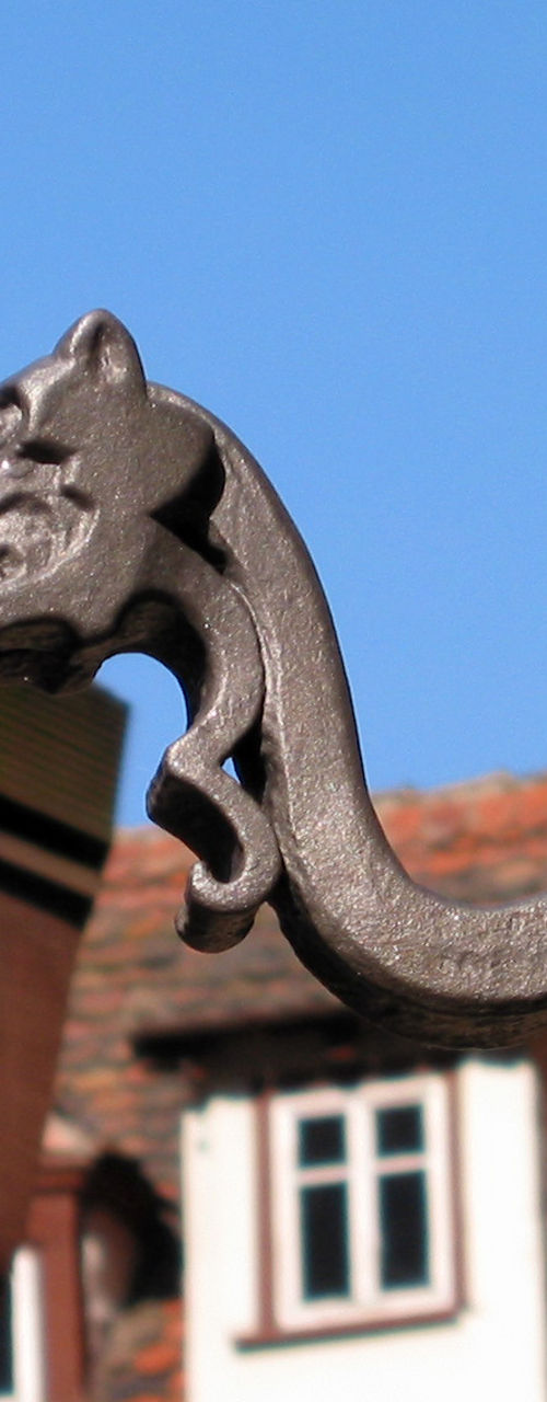 Historic architecture with ornate ironwork