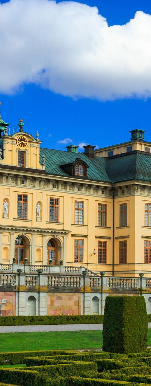 Historic palace with manicured gardens
