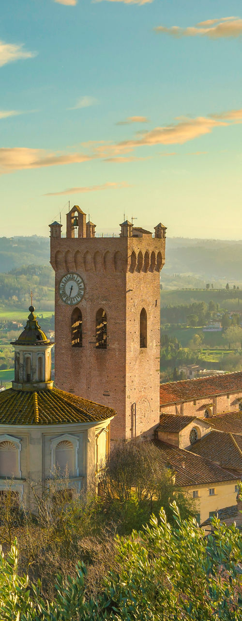 Scenic Tuscan village with historic tower