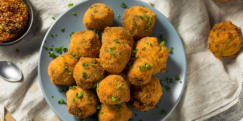 Homemade crispy fried potato croquettes