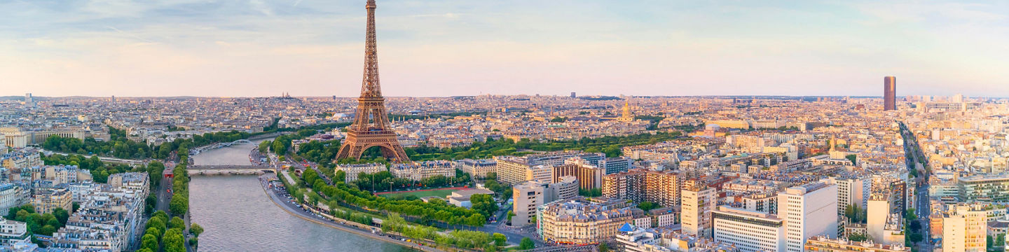 Panoramic view of Paris with Eiffel Tower