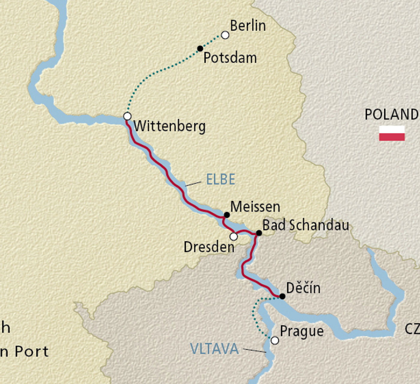 Map of Elegant Elbe itinerary