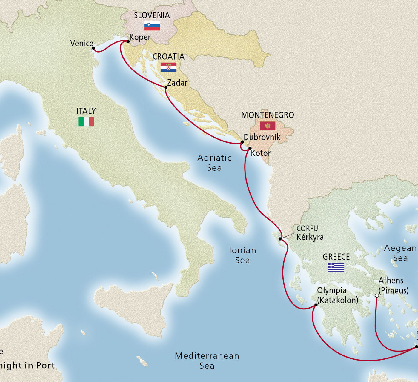 Map of Empires of the Mediterranean itinerary