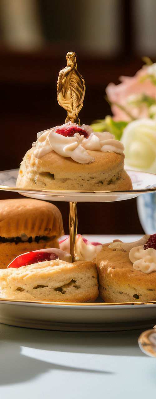 Elegant afternoon tea with floral decor