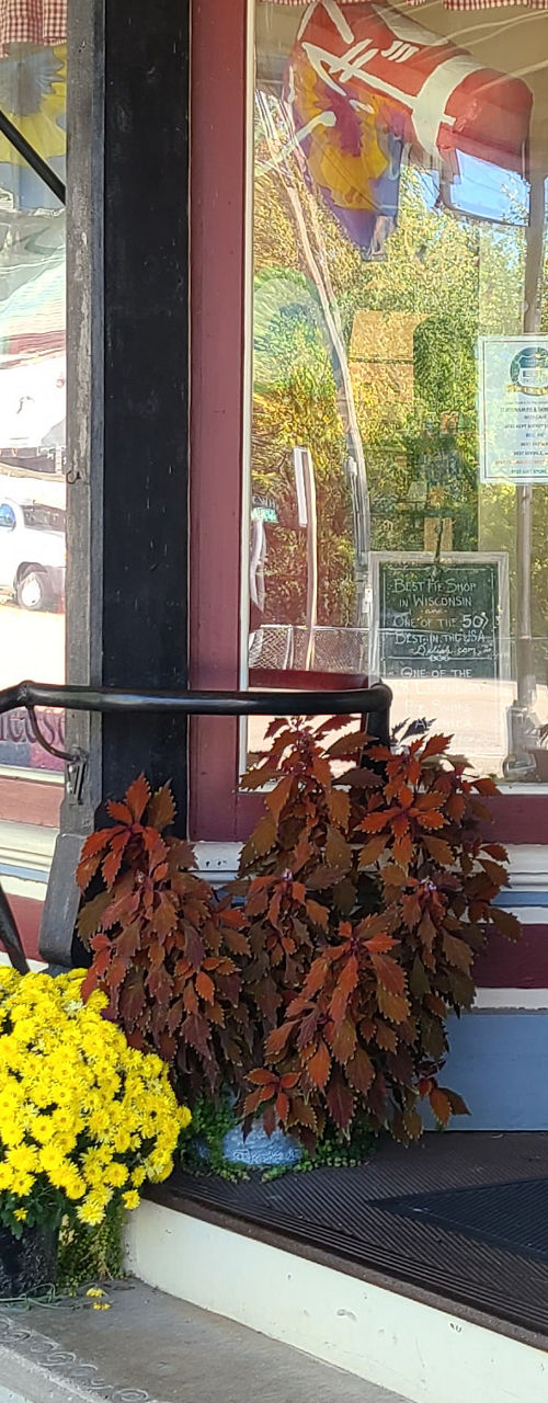 Small town general store with autumn decor