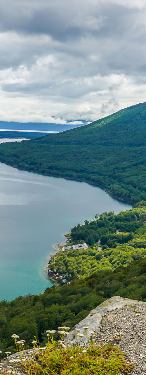 Scenic mountain lake with lush greenery