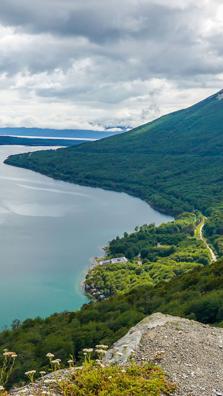 Scenic mountain lake with lush greenery
