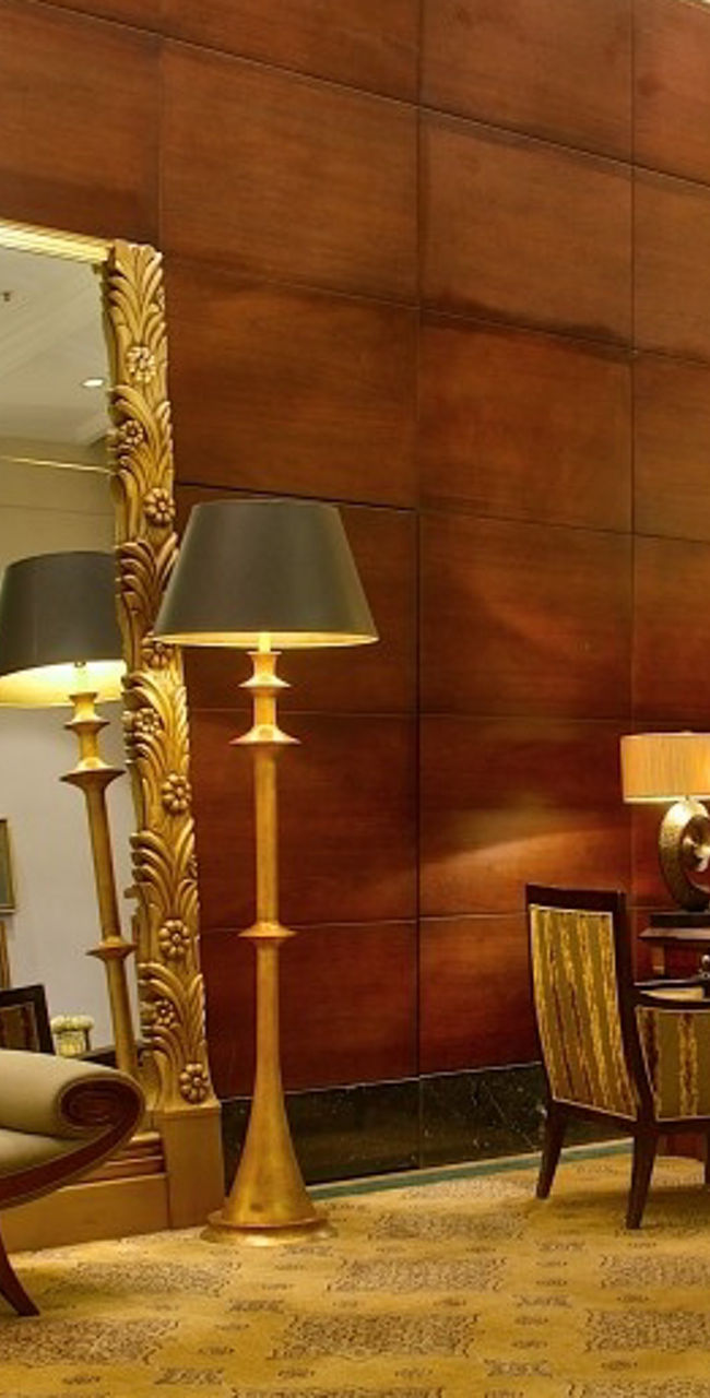Elegant hotel lobby with vintage decor