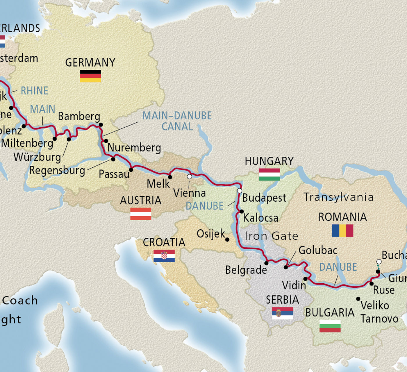 Map of European Sojourn itinerary
