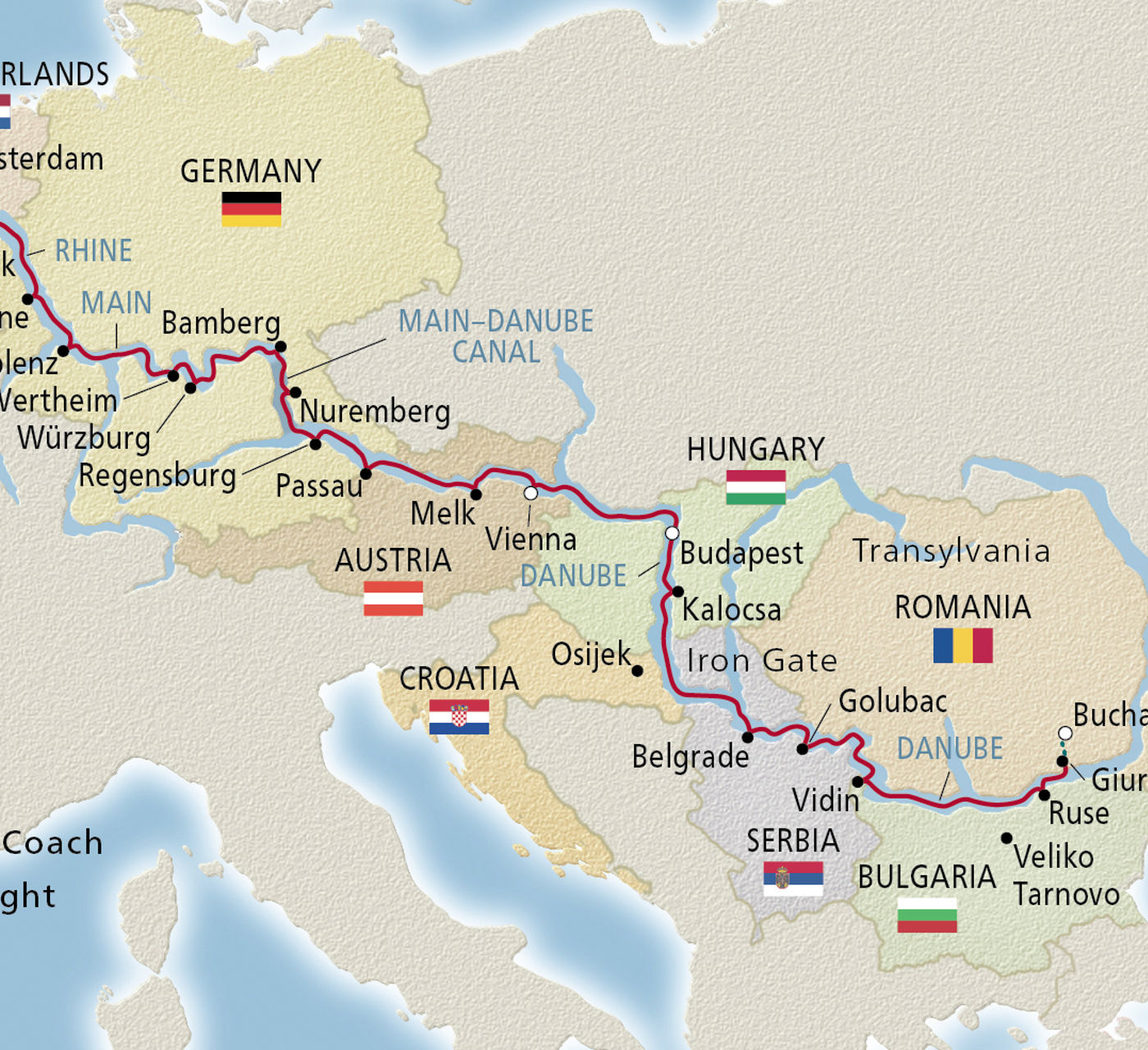 Map of European Sojourn itinerary