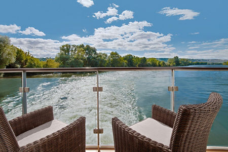 Scenic river view from outdoor deck
