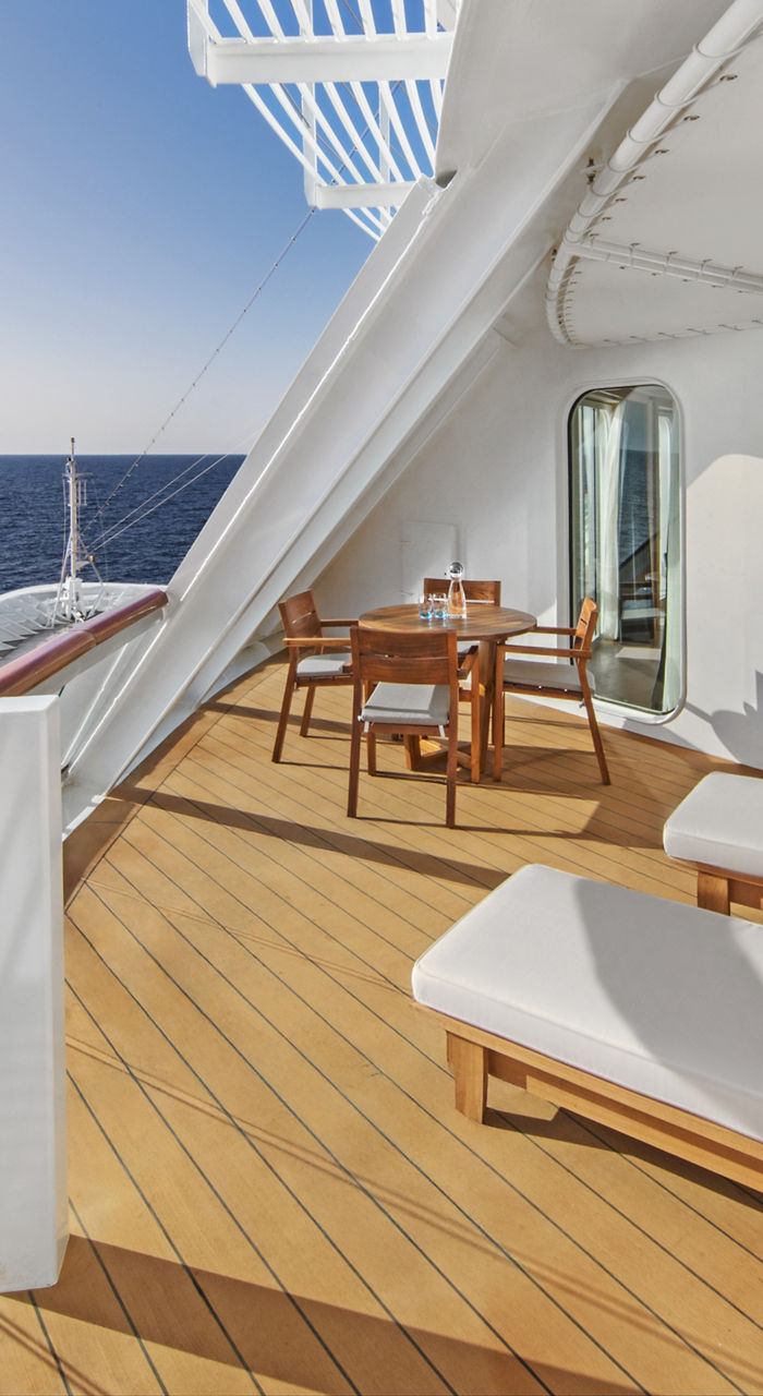 luxury cruise balcony with ocean view