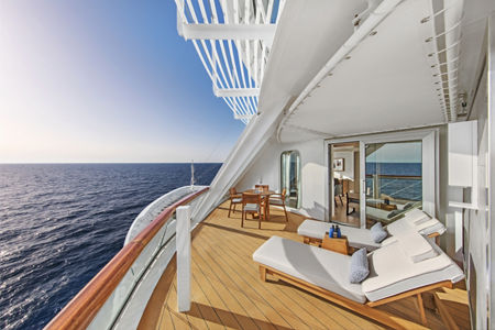 Luxury cruise balcony with ocean view