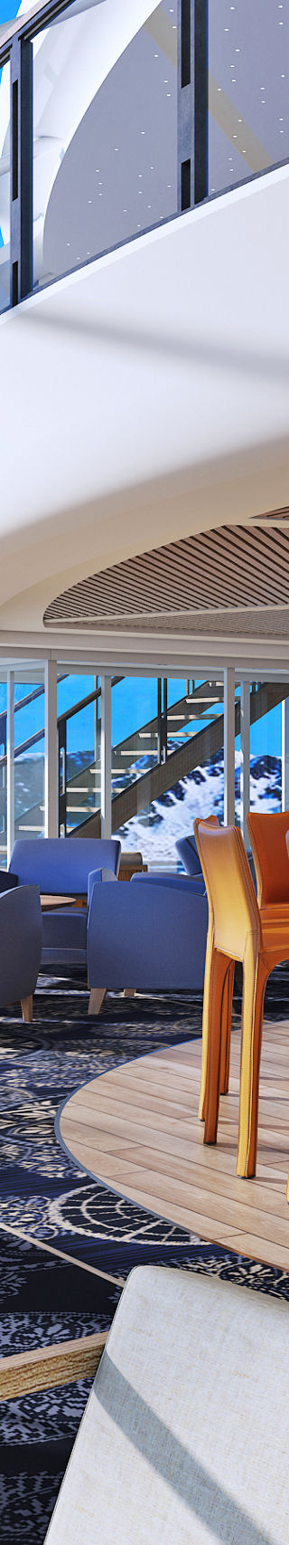 Modern lounge with panoramic mountain views