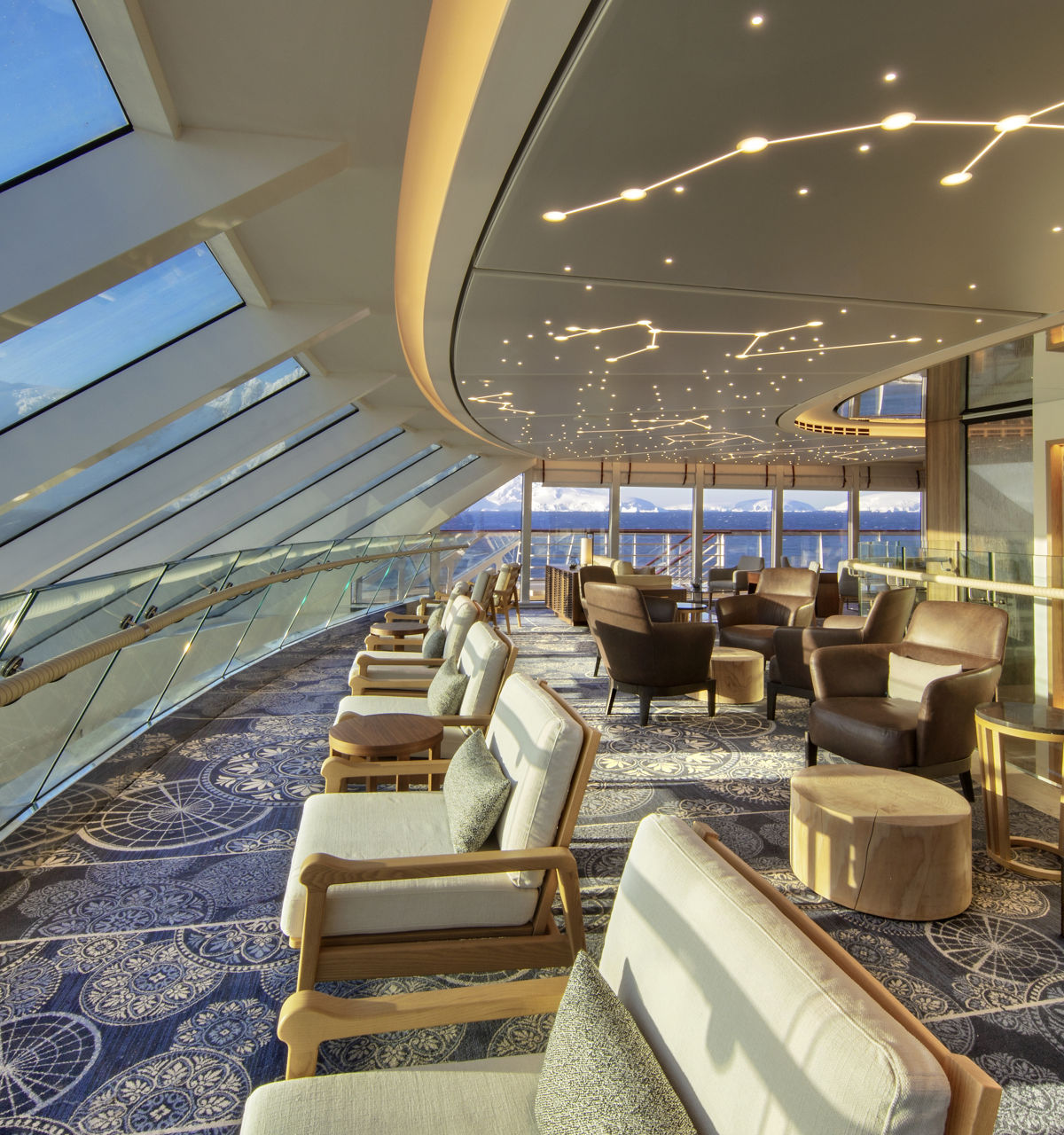 Viking Octantis Explorers Lounge with panoramic windows