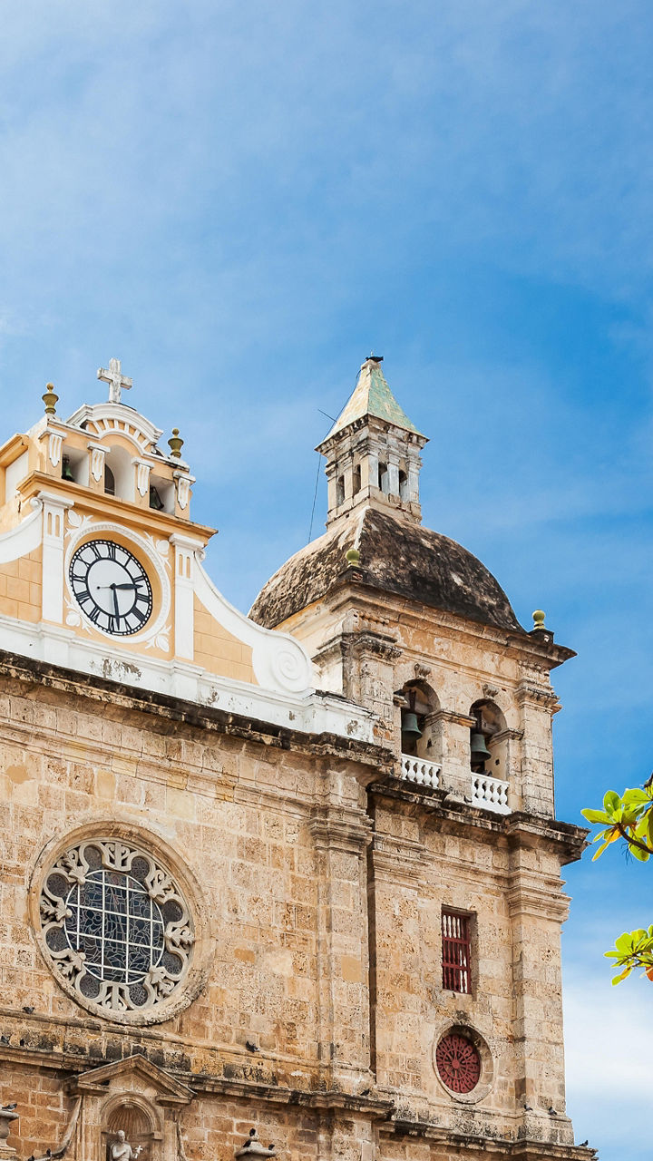 Historic church in vibrant colonial setting