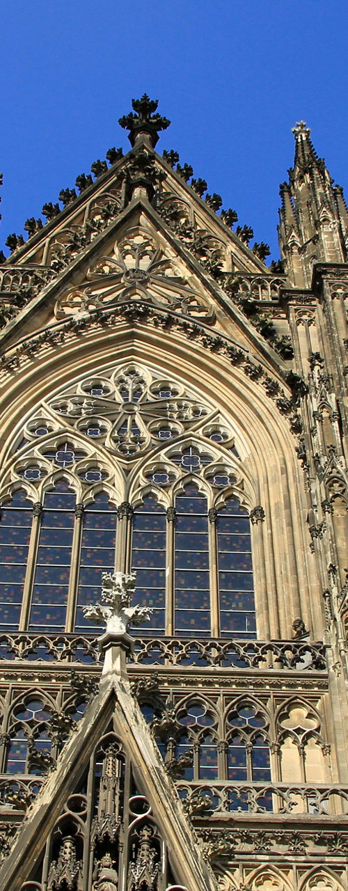 Gothic cathedral facade under clear sky