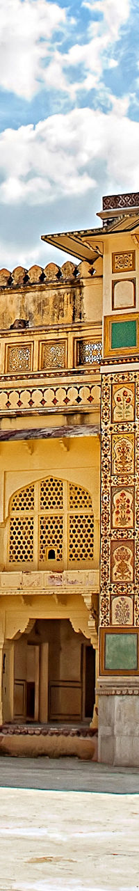 Historic Amber Fort courtyard with vibrant details