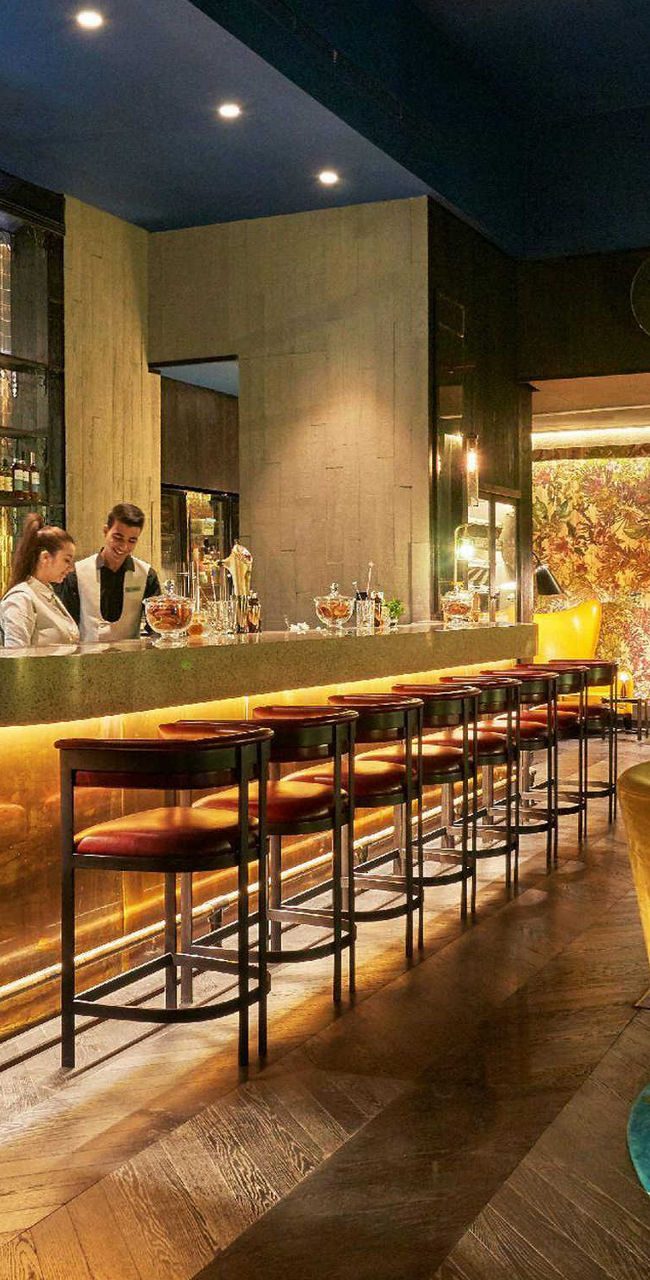 Elegant hotel bar with modern decor