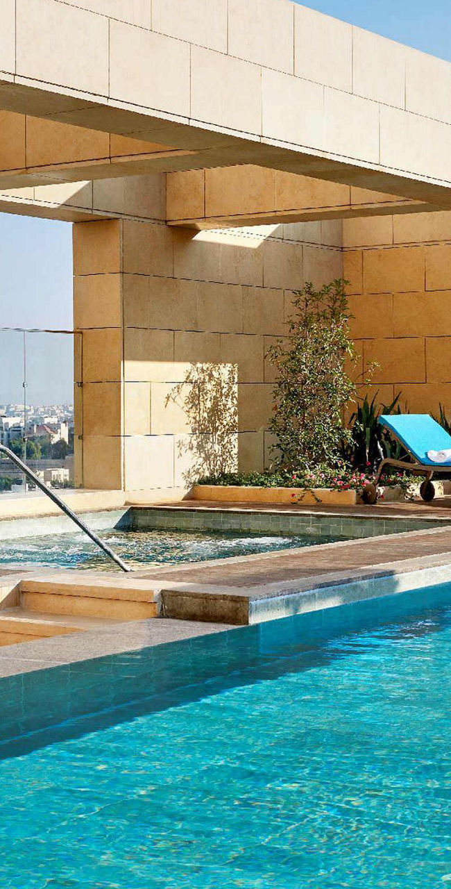 Rooftop infinity pool with city view