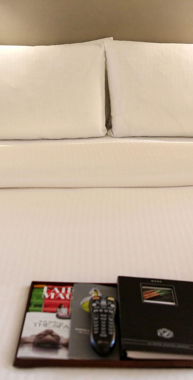 Cozy hotel room with double bed