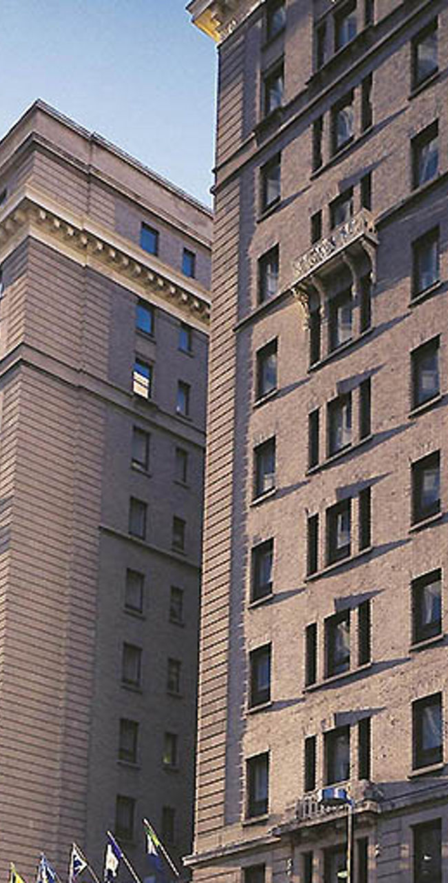 Historic building with Calgary Tower view