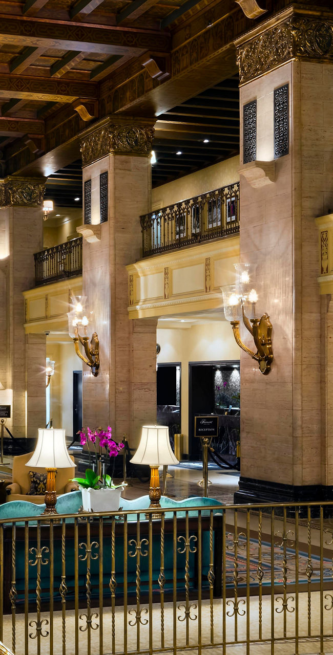 Elegant hotel lobby with ornate clock