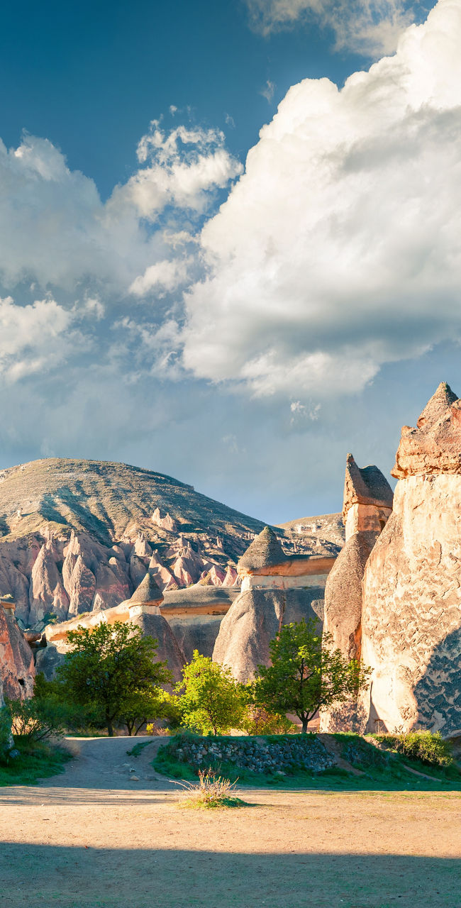 Unique rock formations in Cappadocia landscape