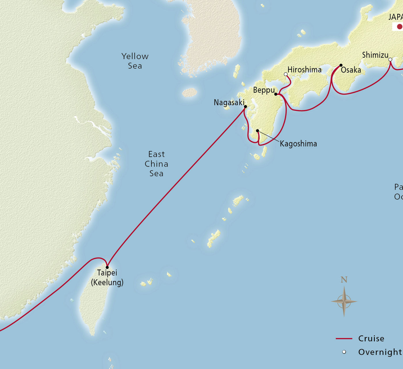Map of Far Eastern Horizons itinerary