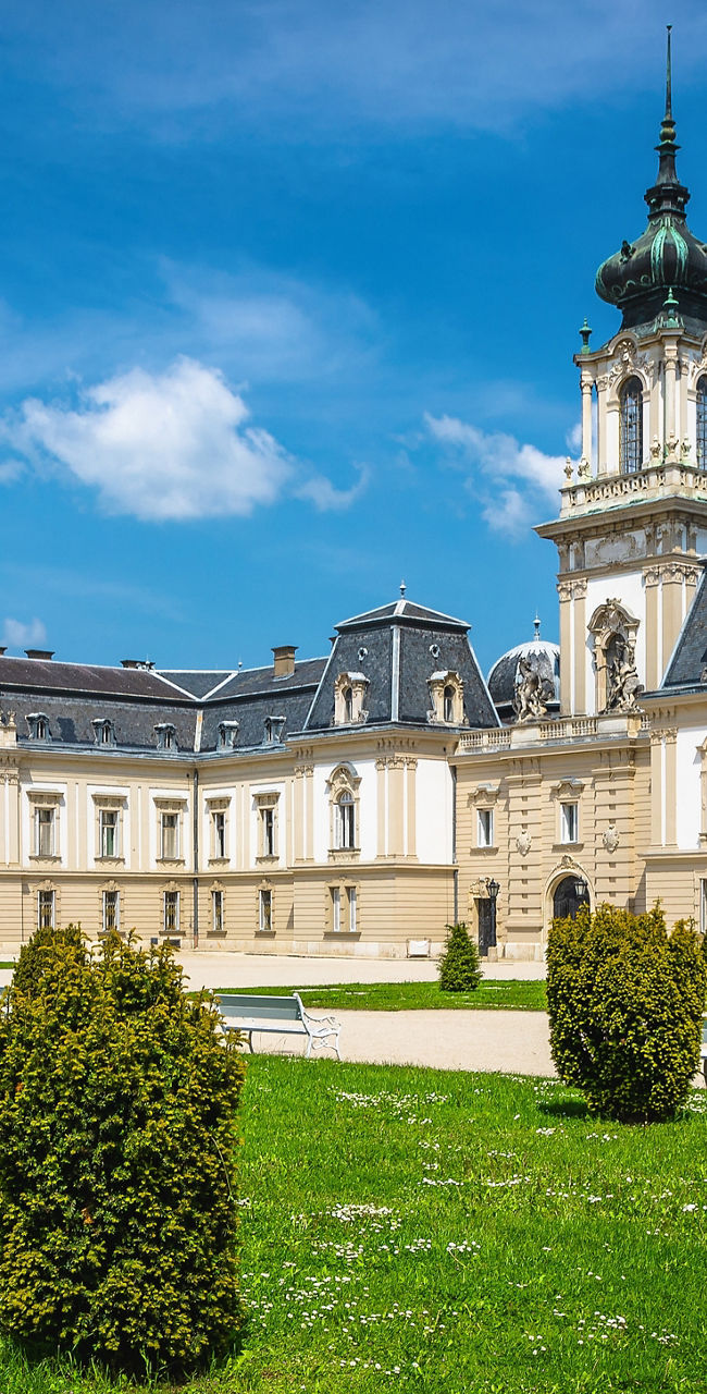 Historic European Palace with Garden View